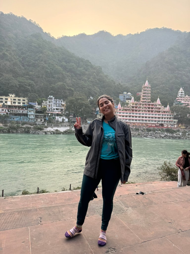 Photo of me at a meditation retreat in Rishikesh, India